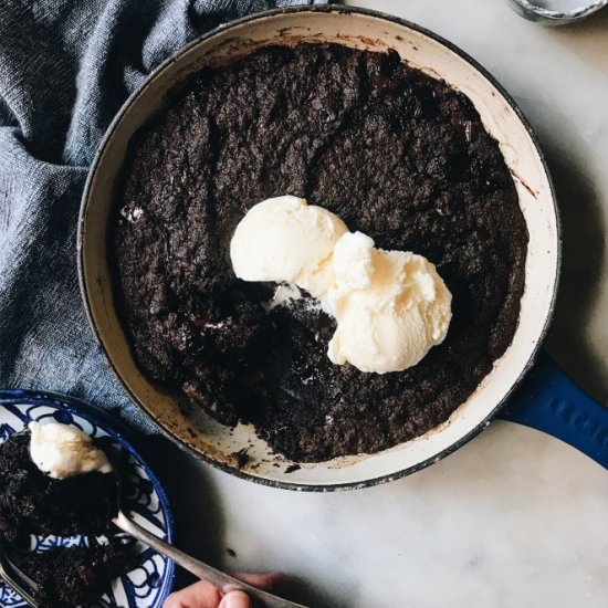 Tahini Double Choc Skillet Brownie