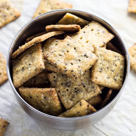 “Cheesy” Herb Chia Crackers