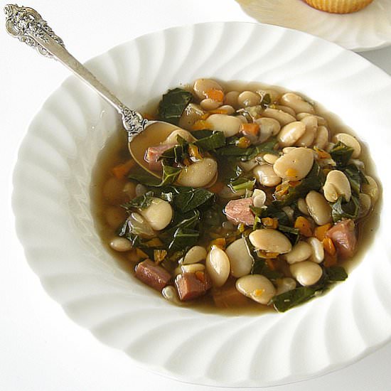 Lima Beans with Ham and Greens