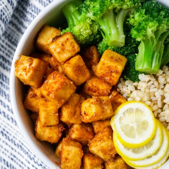 Lemony Glazed Tofu & Broccoli