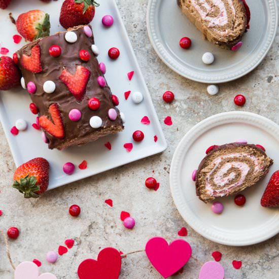Strawberry Chocolate Swiss Roll