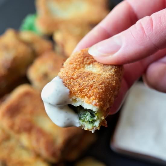 Spinach mozzarella sticks