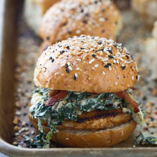 Spinach Artichoke Chicken Sliders