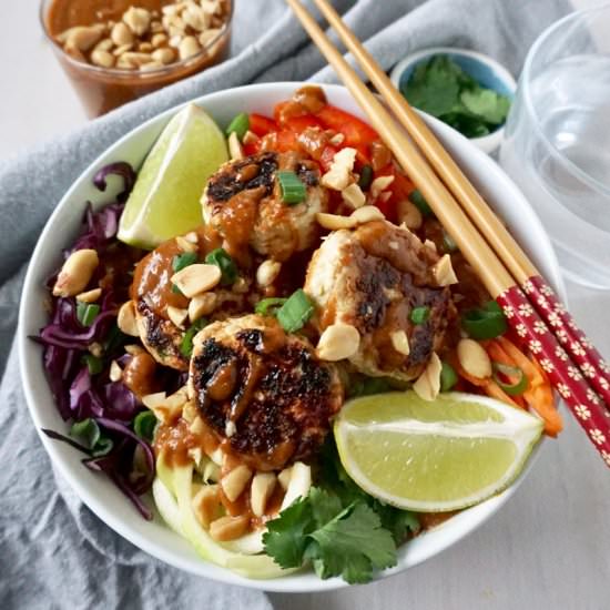 Thai Chicken Patties Veggie Bowl