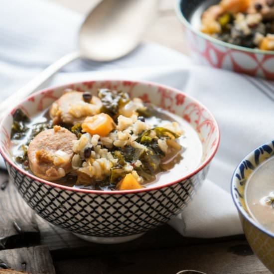 Butternut, Kale and Wild Rice Soup
