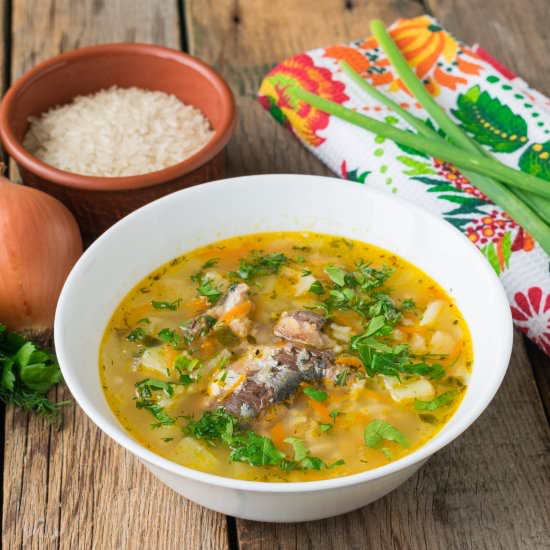 Canned Fish and Rice Soup