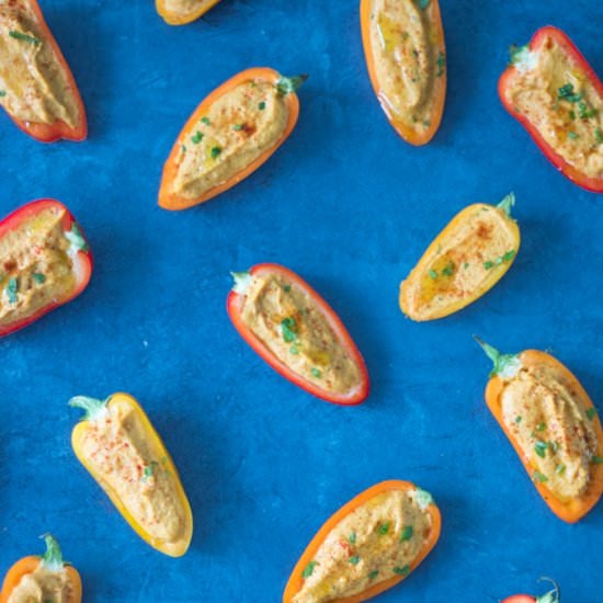 Mini Peppers Stuffed with Hummus