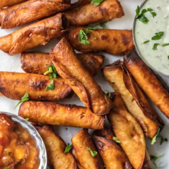 Green Chile Cheesy Bean Taquitos