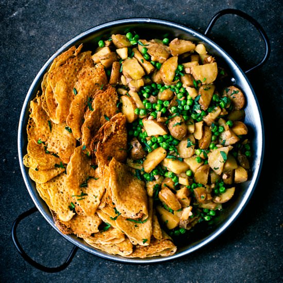 Vegan Potato Pea Curry with Dosa