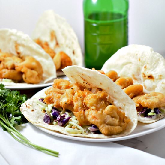 Beer Battered Shrimp Tacos