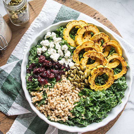Kale Salad with Delicata Squash