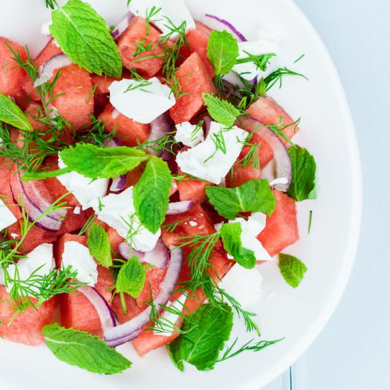 Watermelon salad w/ Dill & Mint