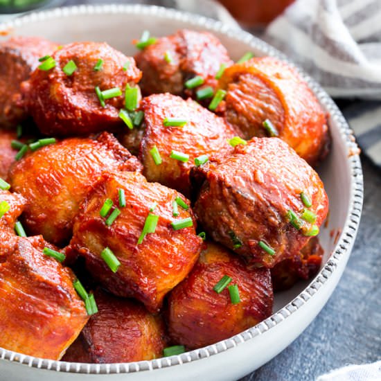 BBQ Bacon Wrapped Meatballs