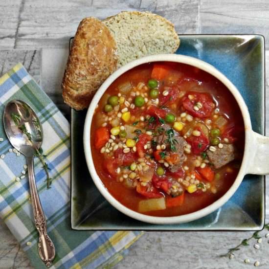 One pot Vegetable beef barley soup