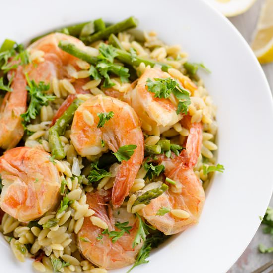 Lemon Butter Orzo & Shrimp