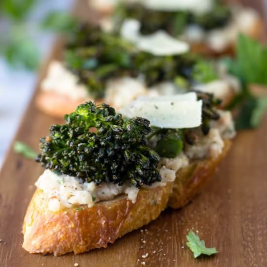 Broccolini and White Bean Crostini