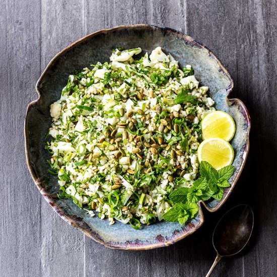 Cauliflower salad + lime and herbs