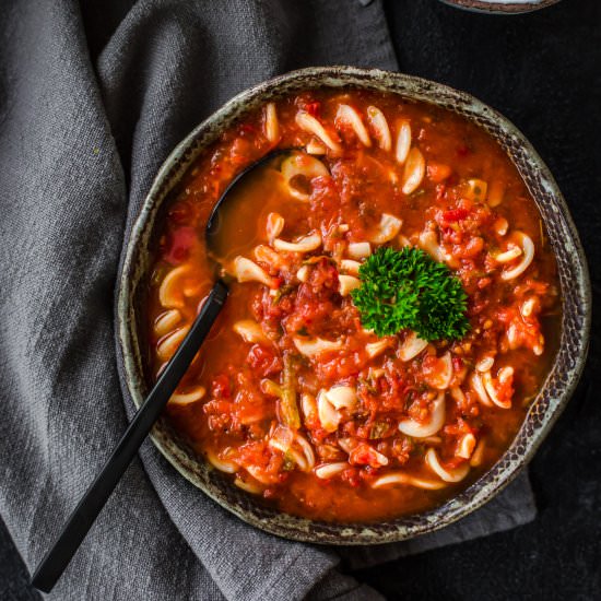 Roasted Tomato + Pasta Soup