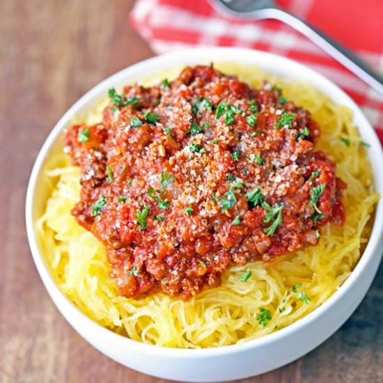 Spaghetti Squash with Meat Sauce