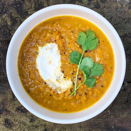 Winter Leek, Carrot & Lentil Soup