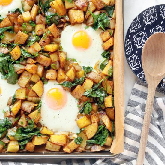 Potato, Spinach and Egg Hash