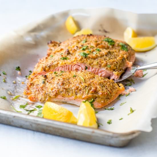 Mustard-Crusted Panko Salmon