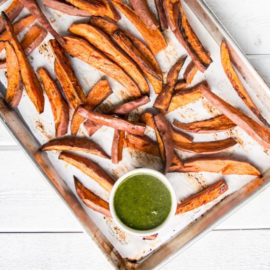 Sweet Potato Fries with Chimichurri