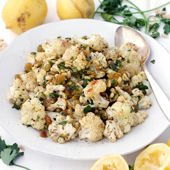 Roasted Cauliflower w/ Pine Nuts
