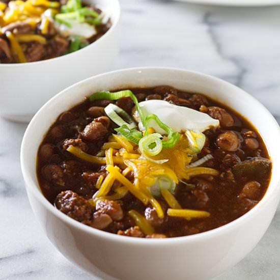 Turkey and Beer Chili with Beans
