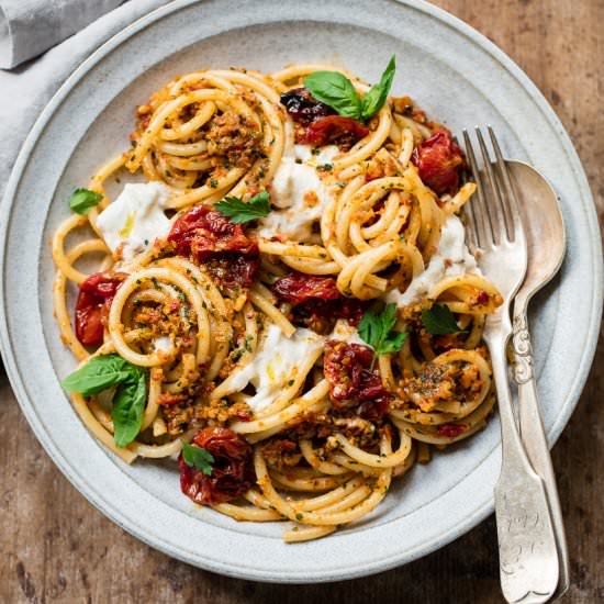 Bucatini and Sicilian Almond Pesto