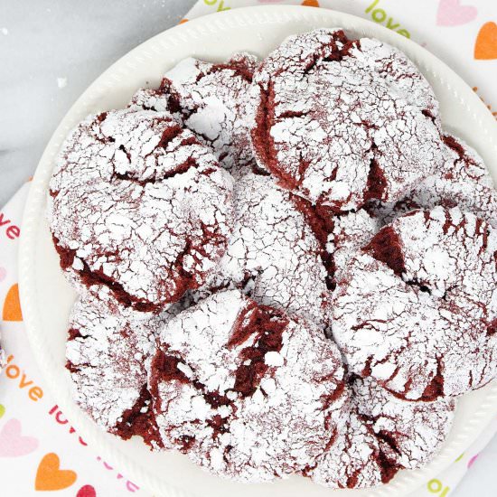 Red Velvet Crinkle Cookies