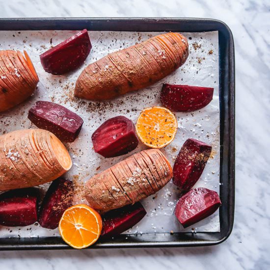 Hasselback sweet potatoes