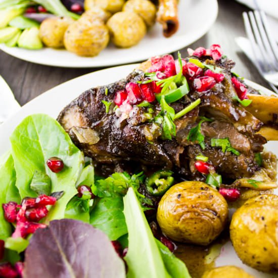 Pomegranate Roast Lamb Shanks