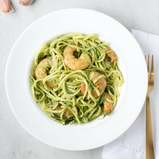Pesto Prawns with Zoodles (GF)