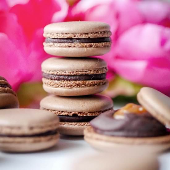Salted Caramel Chocolate Macarons