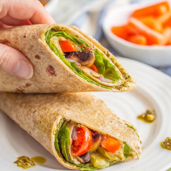 Roasted veggie wrap with pesto