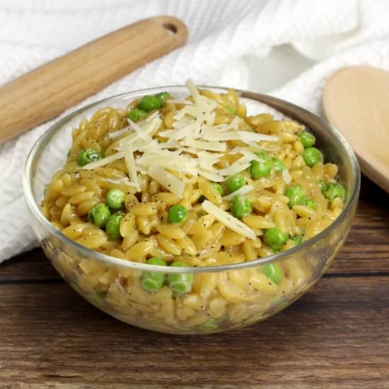 Parmesan Orzo and Peas