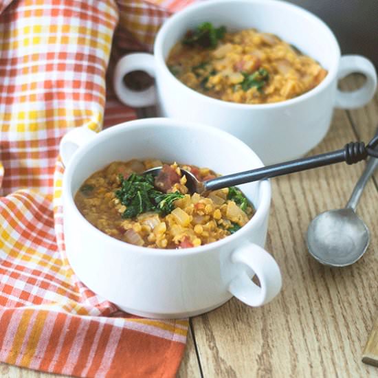 Vegan Red Lentil Kale Soup