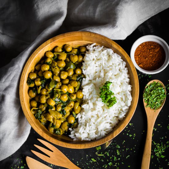 vegan chickpea curry and rice