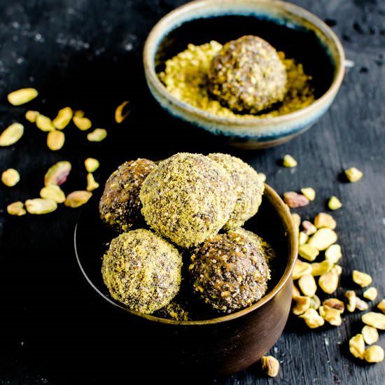 3 Ingredient Pistachio Chia Bites