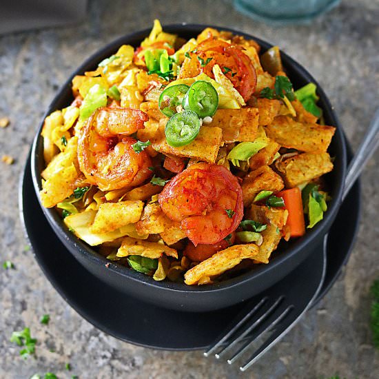 Easy Sri Lankan Shrimp Kothu Roti