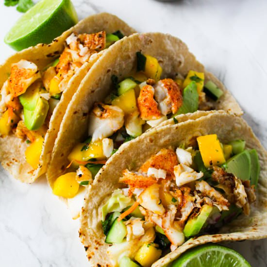 Fish Tacos with Cod and Mango Salsa