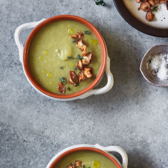 Artichoke Soup with Parsnip Chips