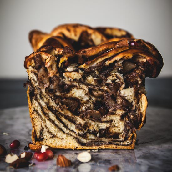 Vegan Chocolate and Pear Babka