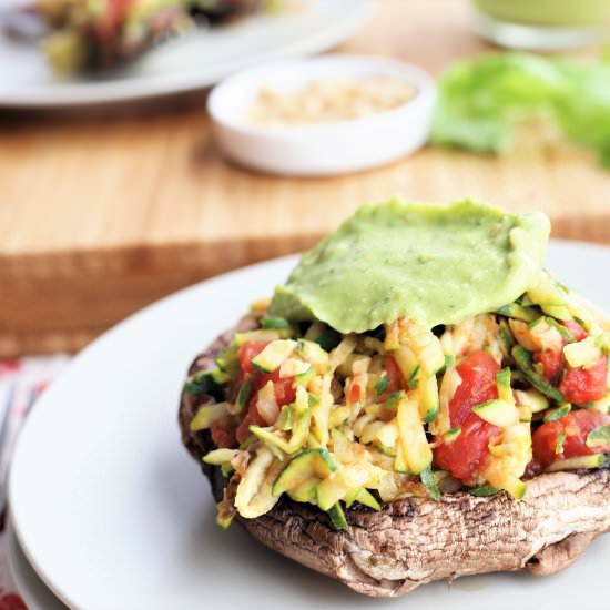Zucchini Stuffed Portobello Mushroom