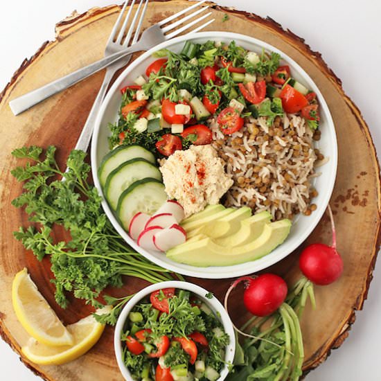 Mediterranean Rice & Lentils Plate