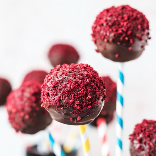 Vegan Chocolate Raspberry Cake Pops