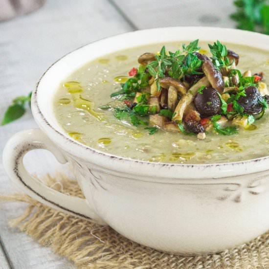 White sweet potato & mushroom soup