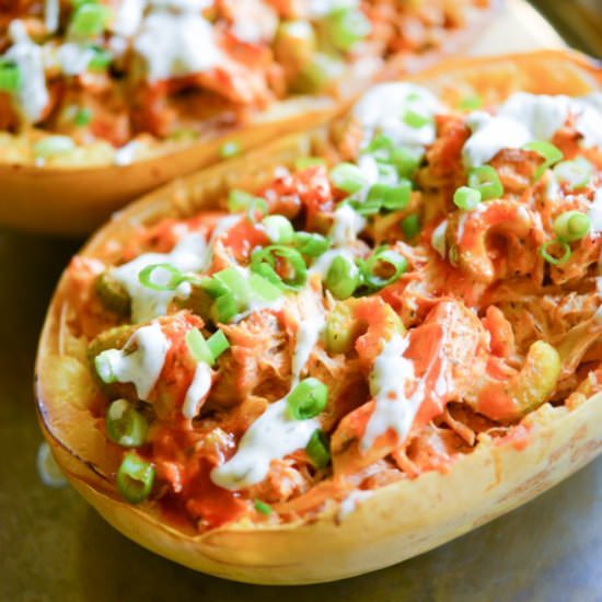 Buffalo Chicken Spaghetti Squash