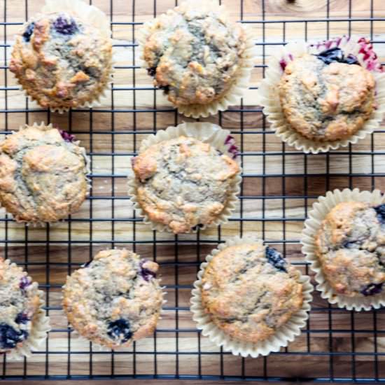 Banana Blueberry Spelt Muffins